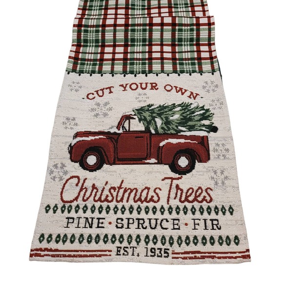 Mainstream International Christmas Table Runner Cut Your Own Trees Red Truck 72" - Picture 2 of 8